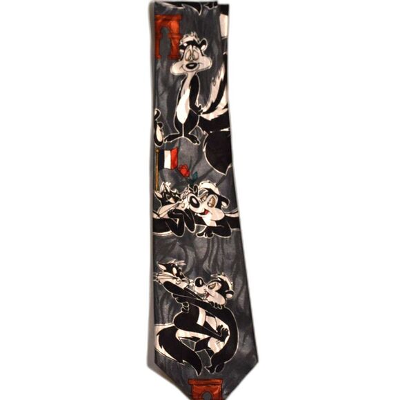 Studio 880 Vintage 1990's Pepe le Pew Love Is In The Air Silk Tie - Picture 1 of 3